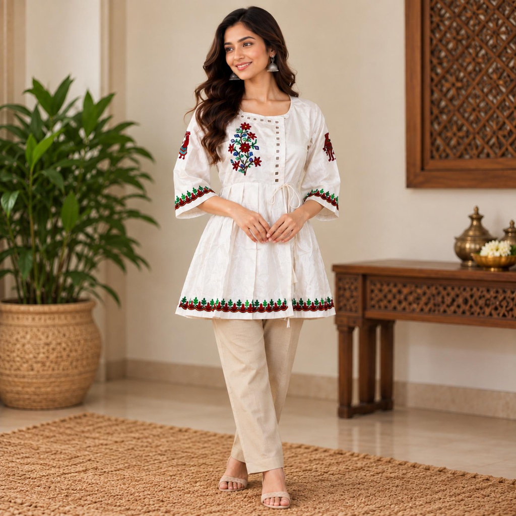 Handcrafted Embroidered Mashru Kediya Top