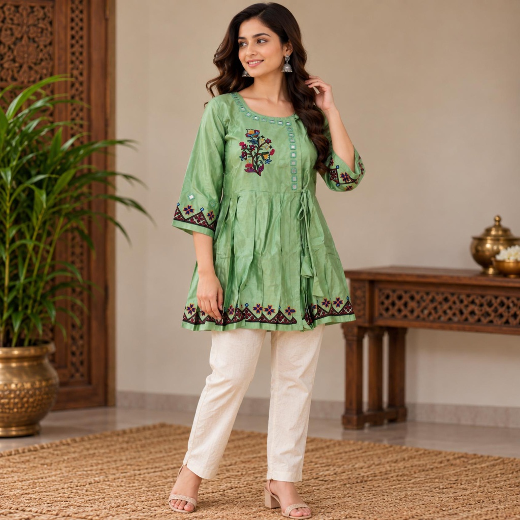 Handcrafted Embroidered Mashru Kediya Top