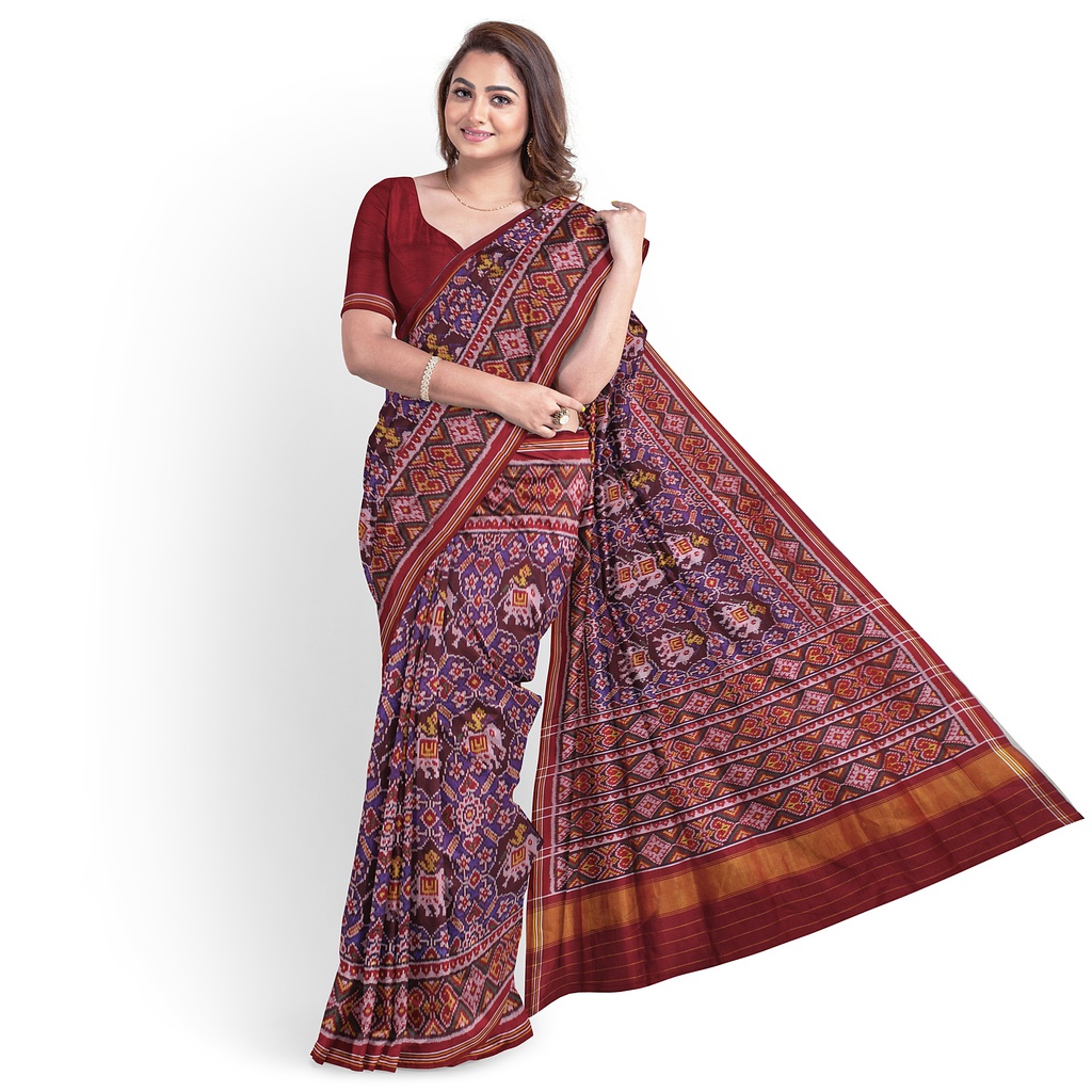 Hancrafted Semi Ikat Silk Patola Saree