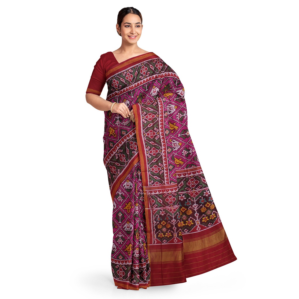 Hancrafted Semi Ikat Silk Patola Saree