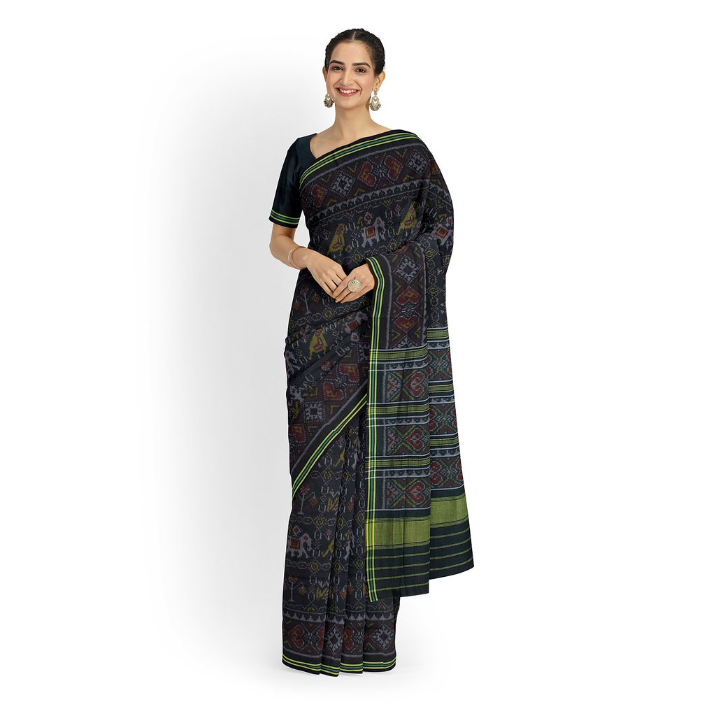Hancrafted Single Ikat Cotton Saree