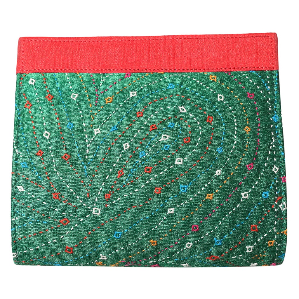 Handcrafted Green Embroidered Clutch