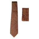 Handwoven Brown Ikat Tie With Pocket Square