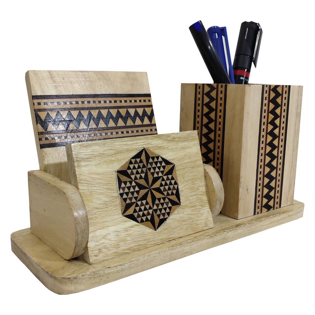 Handmade Sadeli Work Wooden Pen stand