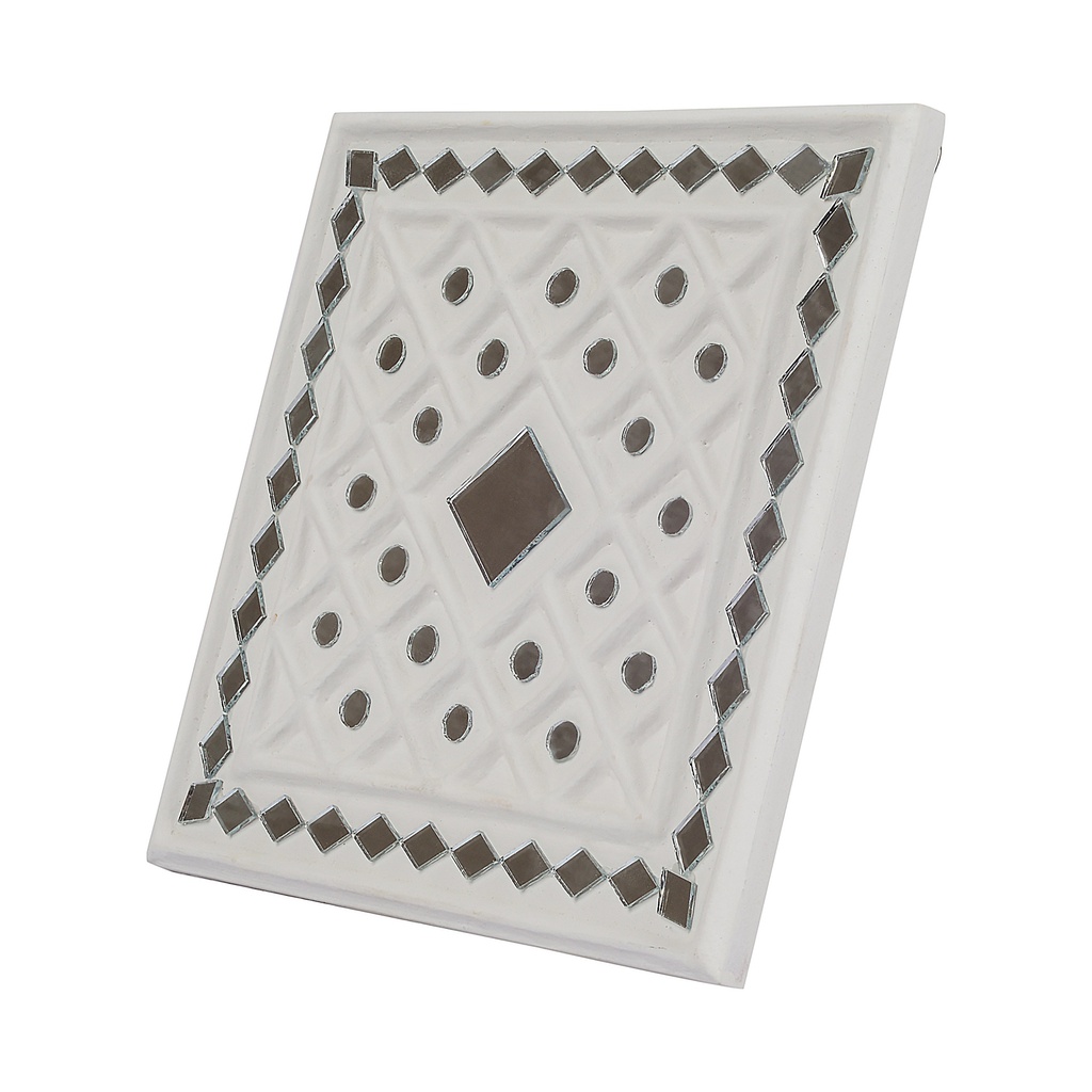 Handcrafted White Mud and Mirror Work Wall Hanging