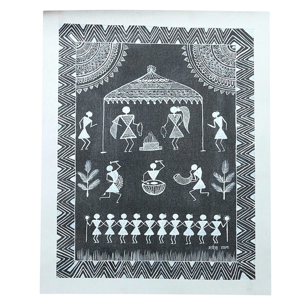 Handmade Black Warli Painting