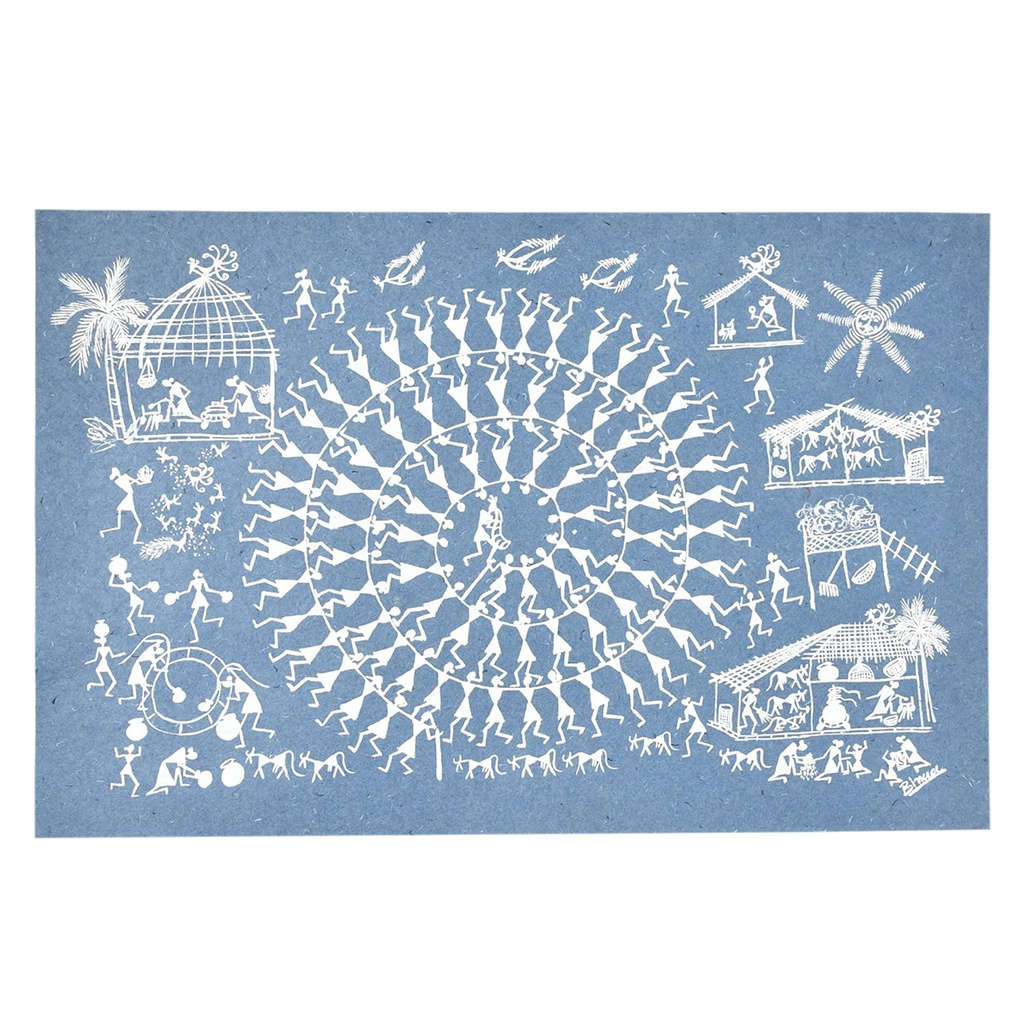 Handmade Blue Warli Painting