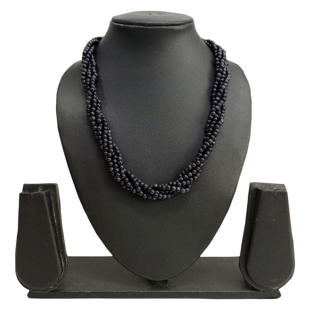 Handmade Blue Sun Stone Round Bead Necklace