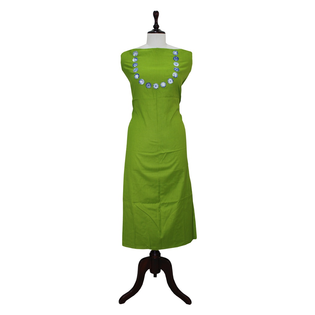 Handmade Cotton Mirror Work Kurti Material