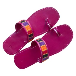 Magenta Handstitched Leather Flats