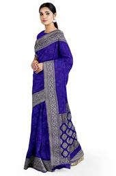 [GGCBGS01] Blue Georgette Banarasi Hand Dyed Bandhani Saree