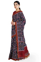 [GGCDIKPS29] Handwoven Maroon and Indigo Blue Double Ikat Silk Patola Saree