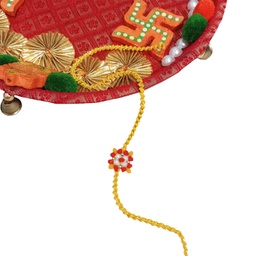 [GGCBR05] Hand Beaded Rakhi - Yellow and Orange