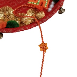 [GGCBR19] Hand Beaded Flower Design Rakhi - Orange and Red