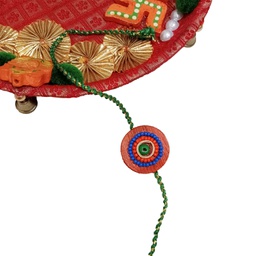 [GGCBR25] Handmade Blue and Orange Beaded Bamboo Rakhi