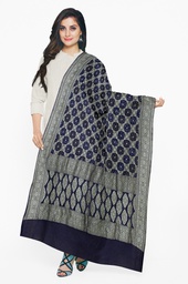 [GGCGBD03] Navy Blue Georgette Handwoven Neemzari Bandhani Dupatta