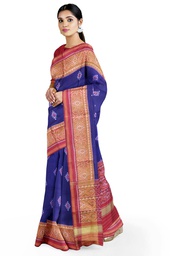 [GGCSIKS134] Blue and Maroon Shaded Handloom Single Ikat Silk Patola Saree