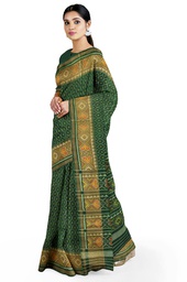 [GGCSIKS139] Green Shaded Handloom Single Ikat Silk Patola Saree