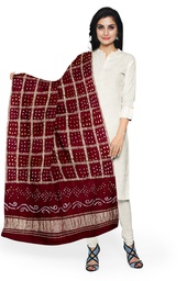 [GGCGBD18] Maroon Handwoven Gaji Silk Bandhani Dupatta