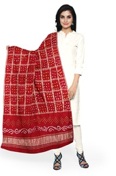 [GGCGBD19] Red Handwoven Gaji Silk Bandhani Dupatta