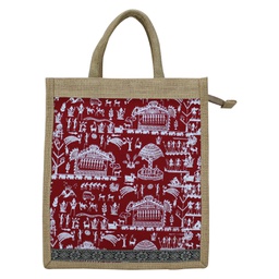 [GGCMJB21] Handmade Warli Print Jute Bag