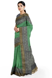 [GGCSIKS151] Grey and Light Green Handloom Single Ikat Silk Patola Saree