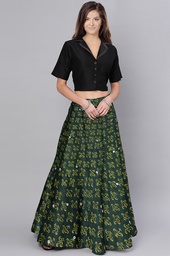 [GGCABMS10] Hand Ajrakh Block Print Mashru Silk Long Skirt