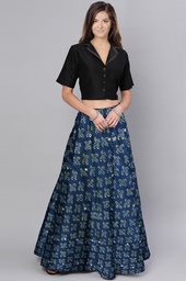 [GGCABMS16] Hand Ajrakh Block Print Mashru Silk Long Skirt