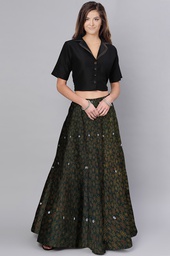 [GGCABMS19] Hand Ajrakh Block Print Mashru Silk Long Skirt