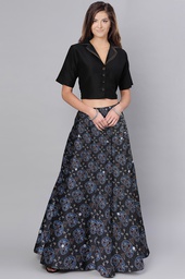 [GGCABMS21] Hand Ajrakh Block Print Mashru Silk Long Skirt