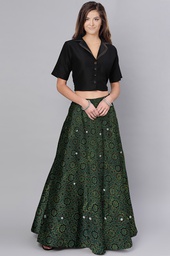 [GGCABMS24] Hand Ajrakh Block Print Mashru Silk Long Skirt