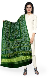 [GGCGBD28] Green Handwoven Gaji Silk Bandhani Dupatta