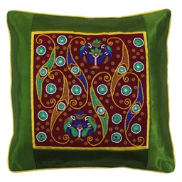 [GGCMCV66] Hand Embroidered Mashru Cushion Cover