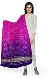 [GGCGBD30] Pink and Purple Handwoven Gaji Silk Bandhani Dupatta