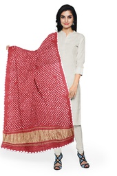 [GGCGBD46] Peach Handwoven Modal Silk Bandhani Dupatta