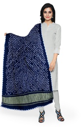 [GGCGBD48] Navy Blue Handwoven Modal Silk Bandhani Dupatta