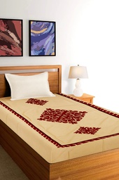 [GGCAWSB09] Light Brown Applique Work Single Bedcover