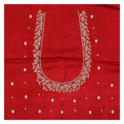[GGCMEBM20] Red Hand Embroidered Mashru Unstitched Blouse Piece