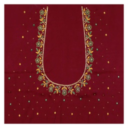 [GGCMEBM24] Maroon Hand Embroidered Mashru Unstitched Blouse Piece