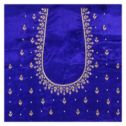 [GGCMEBM26] Blue Hand Embroidered Mashru Unstitched Blouse Piece