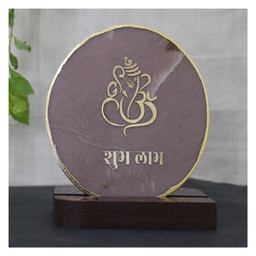 [GGCASP12] Handcrafted Agate Coaster Lord Ganesha with Wooden Stand