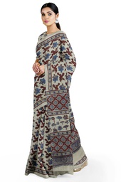 Cotton Ajrakh Hand Block Print Saree