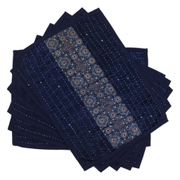 [GGCATTP19] Handmade Tagai Embroidered Ajrakh Mashru Silk Table Placemats (Set of 6)