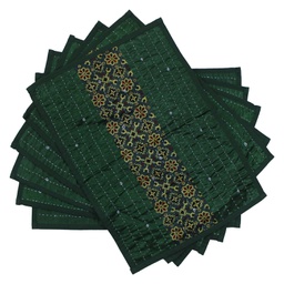 [GGCATTP21] Handmade Tagai Embroidered Ajrakh Mashru Silk Table Placemats (Set of 6)