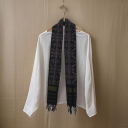 [GGCSIPSS46] Black Shaded Handloom Single Ikat Patola Silk Stole