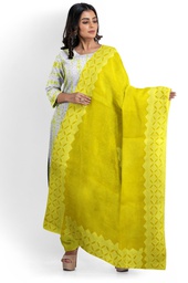 [GGCASSS18] Handcrafted Applique Work Shibori Cotton Dress Material / Salwar Suit