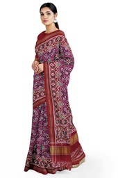 [GGCDIKPS34] Handwoven Purple and Red Double Ikat Silk Patola Saree
