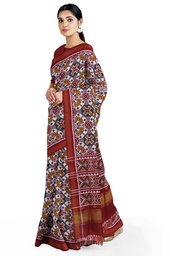 [GGCDIKPS36] Handwoven White and Red Double Ikat Silk Patola Saree