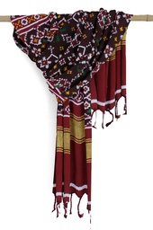 [GGCHDPSS06] Maroon and Dark Maroon Handwoven Double Ikat Silk Stole