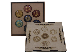 [GGCASRS01] Handcrafted Seven Chakra Round Engraved Reiki Stone Set